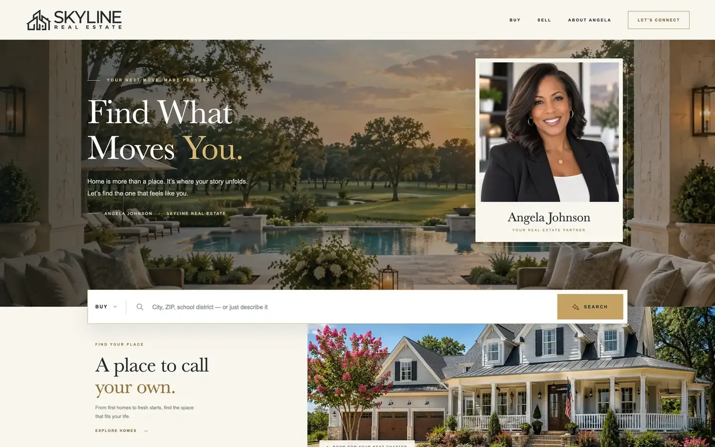 An agent's Skyline Real Estate website with a chart of registrations per day